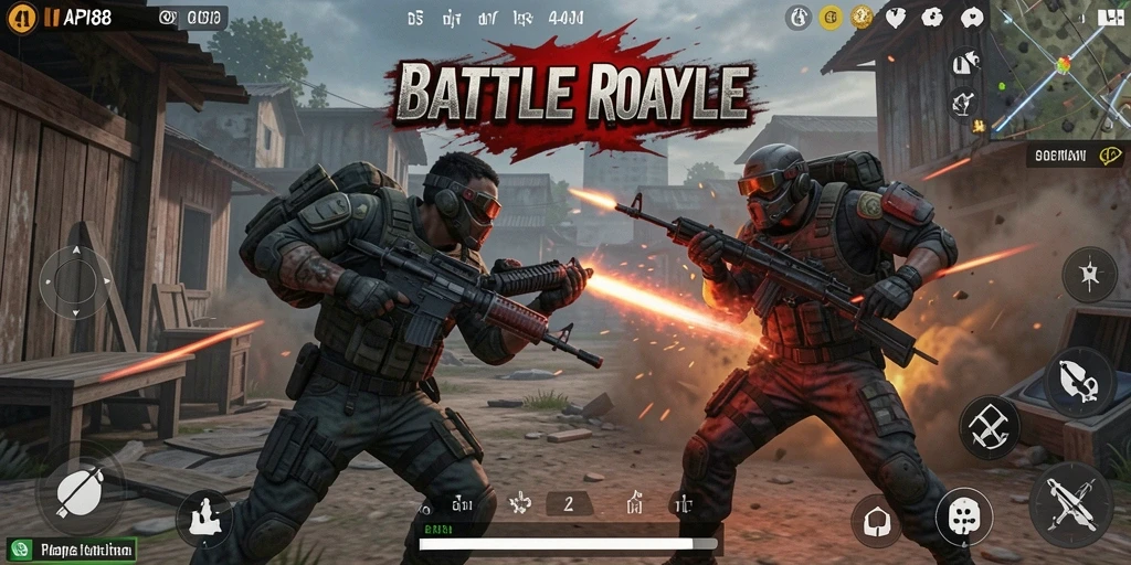 Tampilan gameplay yang mendebarkan di API88 dengan aksi intens Battle Royale.