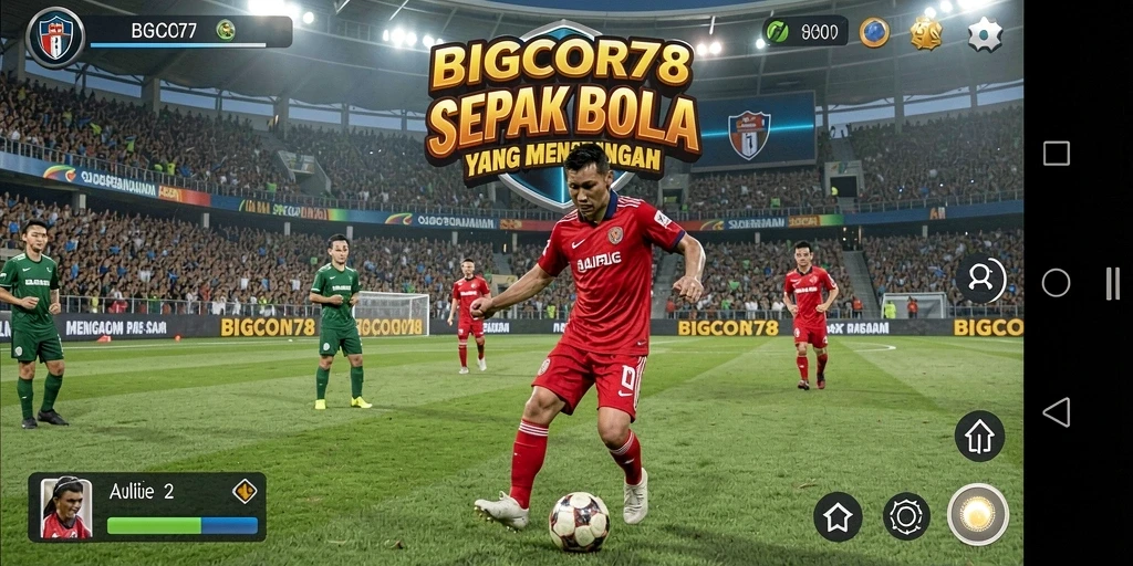 Tampilan gameplay yang mengesankan di BIGCOR78 dengan aksi sepak bola menegangkan.
