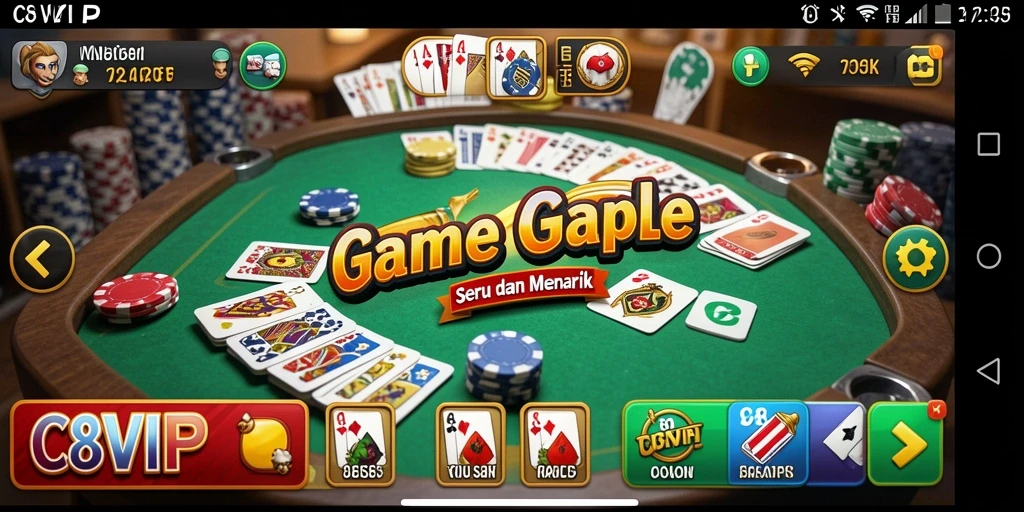 Tampilan gameplay Gaple yang seru dan menarik di C8VIP.