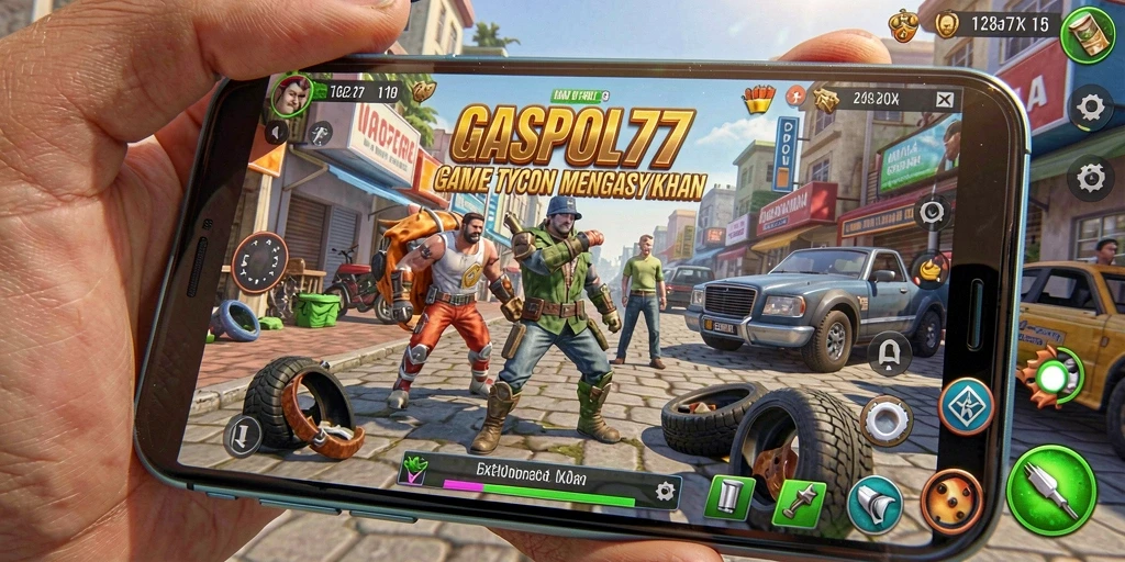 Tampilan gameplay GASPOL77 dengan berbagai fitur manajemen bisnis.