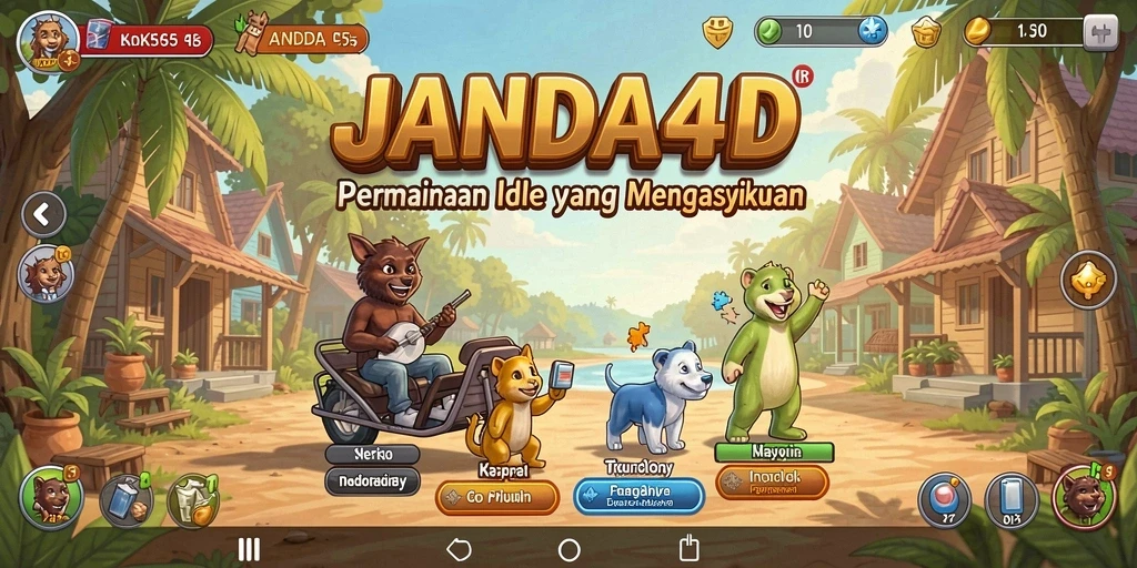Tampilan menawan dari gameplay Idle JANDA4D saat karakter berkembang.